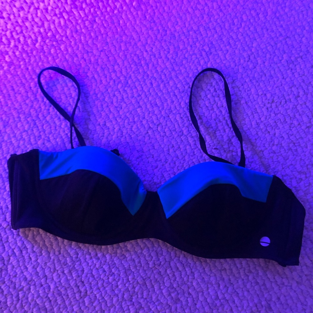 Teal and Black bikini top